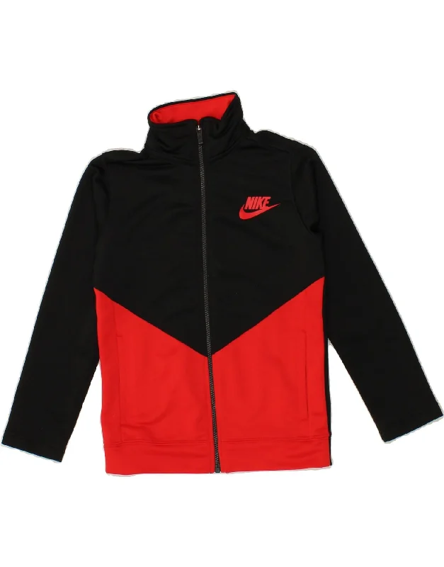 men's waterproof winter jackets -NIKE Boys Tracksuit Top Jacket 8-9 Years Small Black Colourblock Polyester