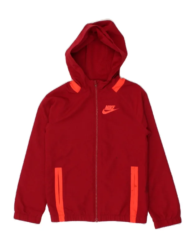 men's chic winter jackets -NIKE Boys Tracksuit Top Jacket 8-9 Years Small Red Polyester