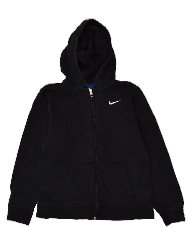 men's breathable sweaters -NIKE Boys Zip Hoodie Sweater 13-14 Years XL Black Cotton