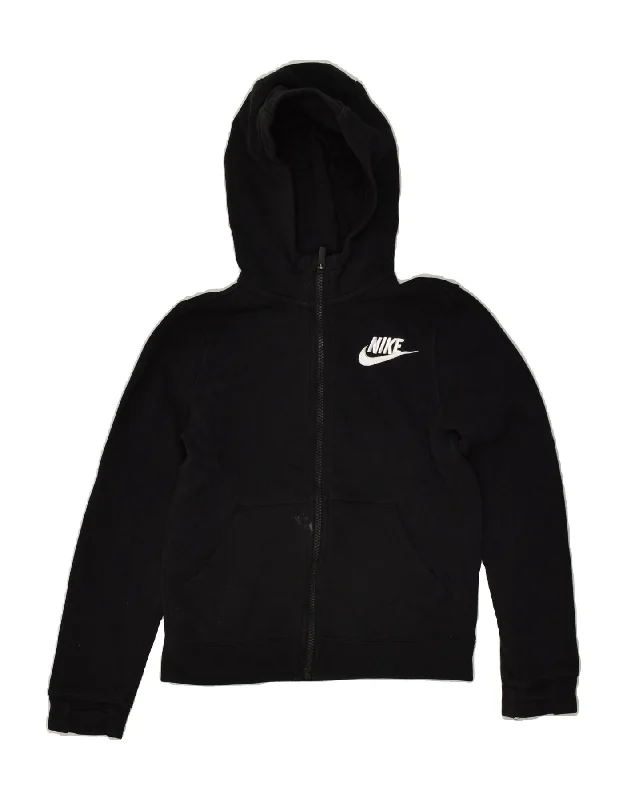 men's warm cardigans -NIKE Boys Zip Hoodie Sweater 8-9 Years Small  Black Cotton