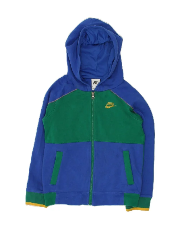 men's striped sweaters -NIKE Boys Zip Hoodie Sweater 9-10 Years Small  Green Colourblock Cotton