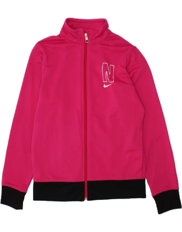 stylish jackets for men -NIKE Girls Graphic Tracksuit Top Jacket 12-13 Years Large Pink Polyester