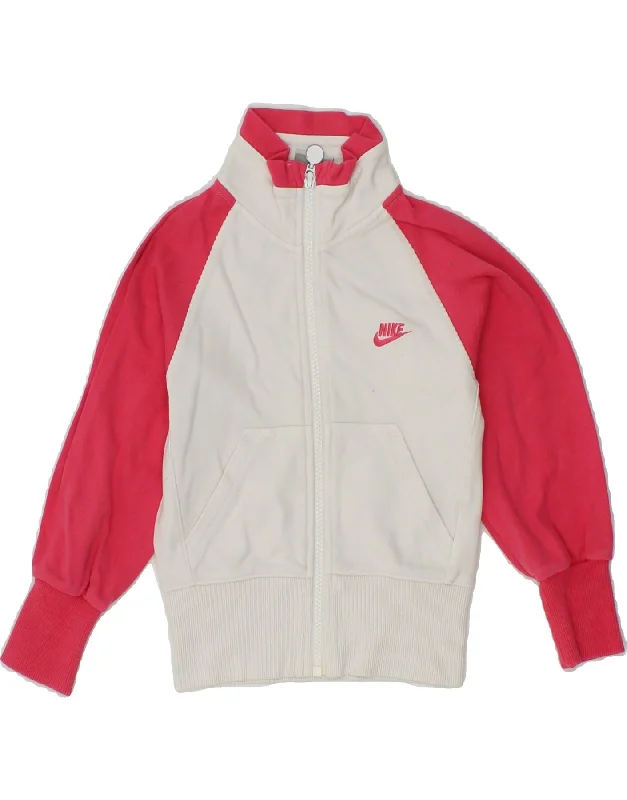 men's zip jackets for hiking -NIKE Girls Tracksuit Top Jacket 4-5 Years Small Pink Colourblock Cotton