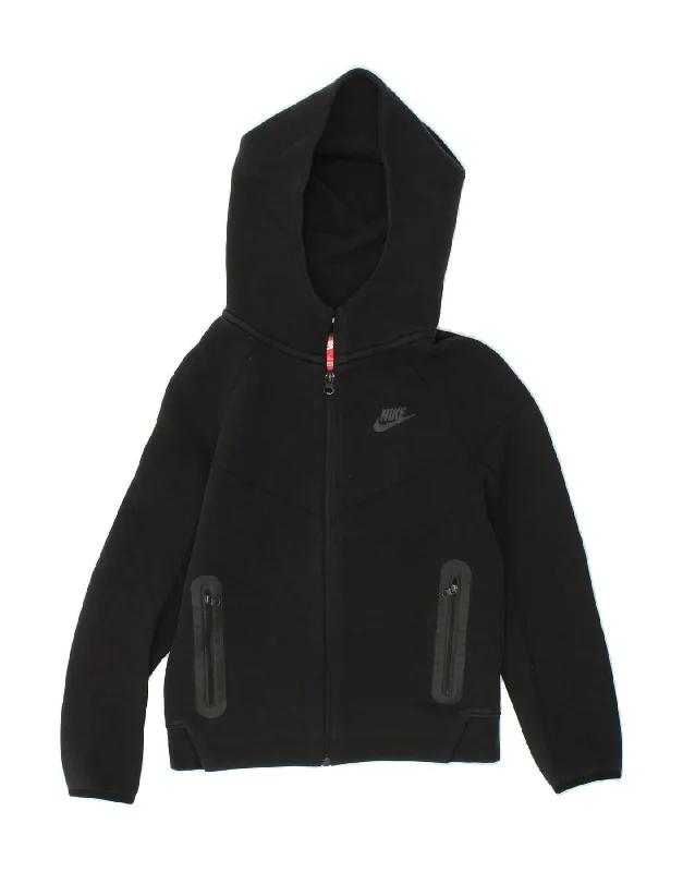 men's cozy knit sweaters -NIKE Girls Zip Hoodie Sweater 10-11 Years Medium Black Cotton