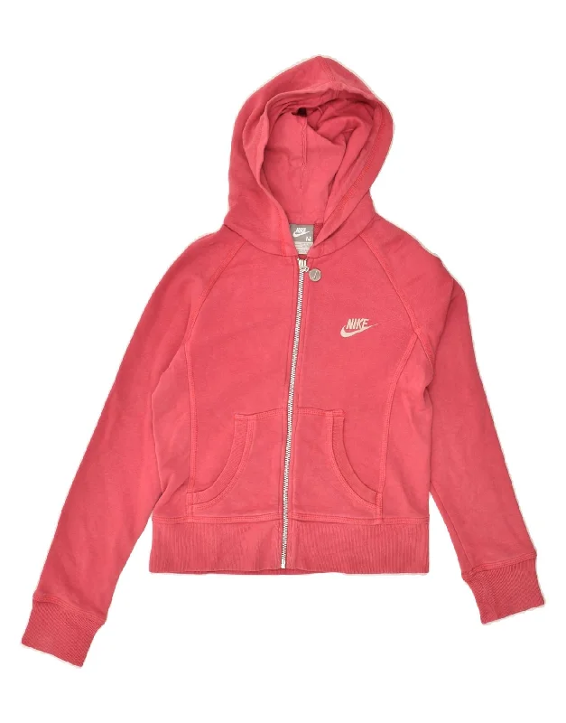 men's formal wool sweaters -NIKE Girls Zip Hoodie Sweater 10-11 Years Medium Pink