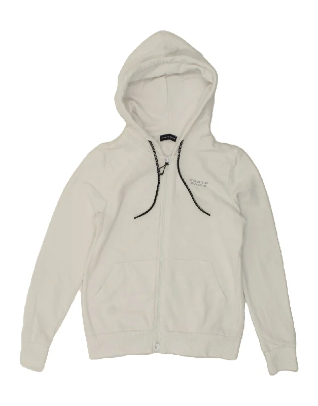 men's designer sweaters -NORTH SAILS Boys Zip Hoodie Sweater 10-11 Years Small White Cotton