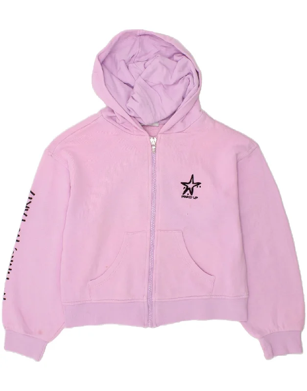 men's winter sweaters -PINKO Girls Graphic Zip Hoodie Sweater 6-7 Years Pink Cotton