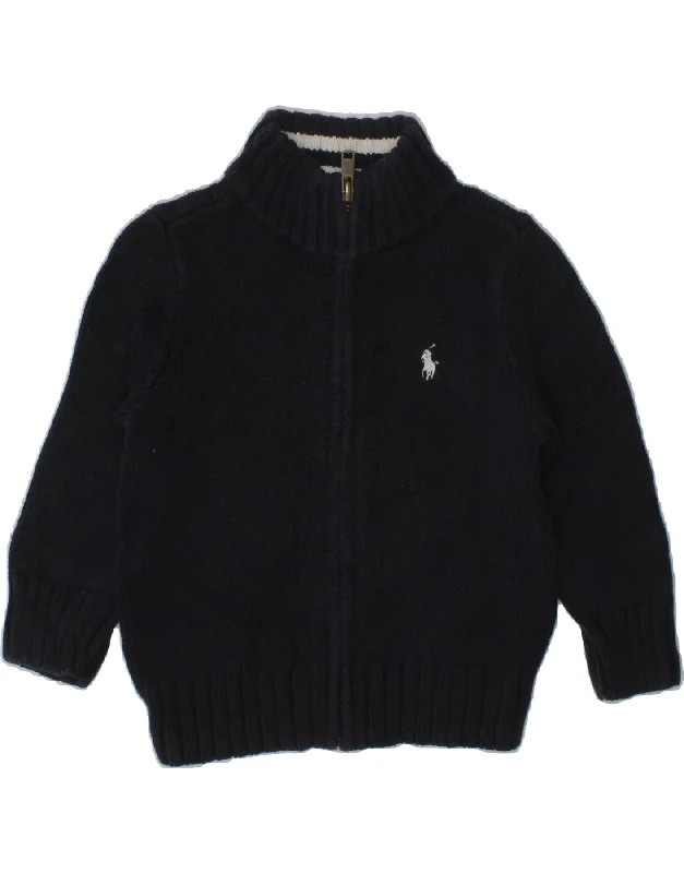 men's ribbed-knit sweaters -POLO RALPH LAUREN Baby Boys Cardigan Sweater 12-18 Months Navy Blue Cotton