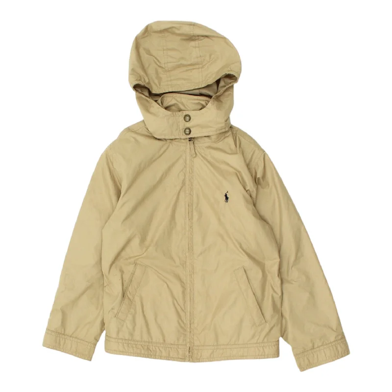 men's insulated winter jackets -Polo Ralph Lauren Boys Beige Hooded Jacket | Vintage High End Designer Kids Coat