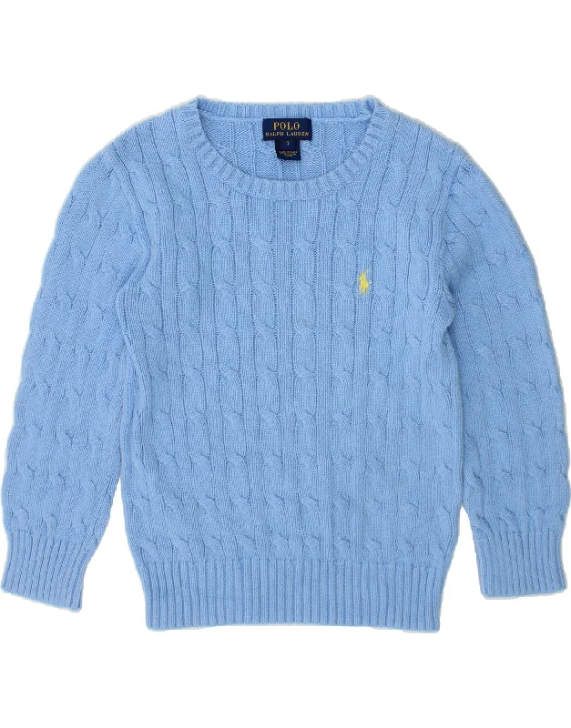 men's casual sweater cardigans -POLO RALPH LAUREN Boys Boat Neck Jumper Sweater 4-5 Years Blue Cotton