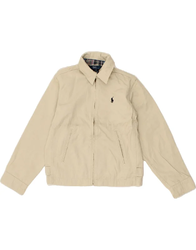 men's windproof jackets -POLO RALPH LAUREN Boys Bomber Jacket 7-8 Years Small Beige Cotton