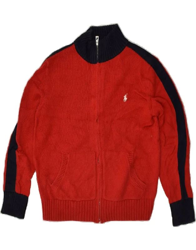 men's knit cardigans -POLO RALPH LAUREN Boys Graphic Cardigan Sweater 7-8 Years Small  Red