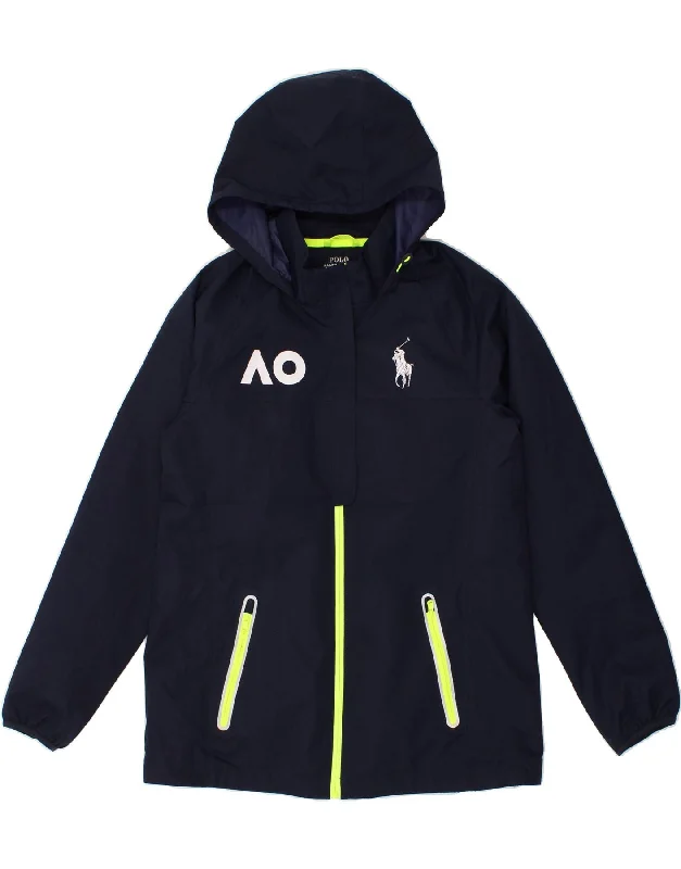 men's windproof jackets -POLO RALPH LAUREN Boys Hooded Rain Jacket 13-14 Years Medium Navy Blue