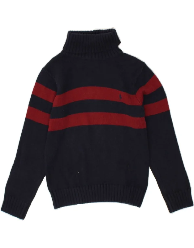 men's knitted winter sweaters -POLO RALPH LAUREN Boys Roll Neck Jumper Sweater 4-5 Years Navy Blue Cotton