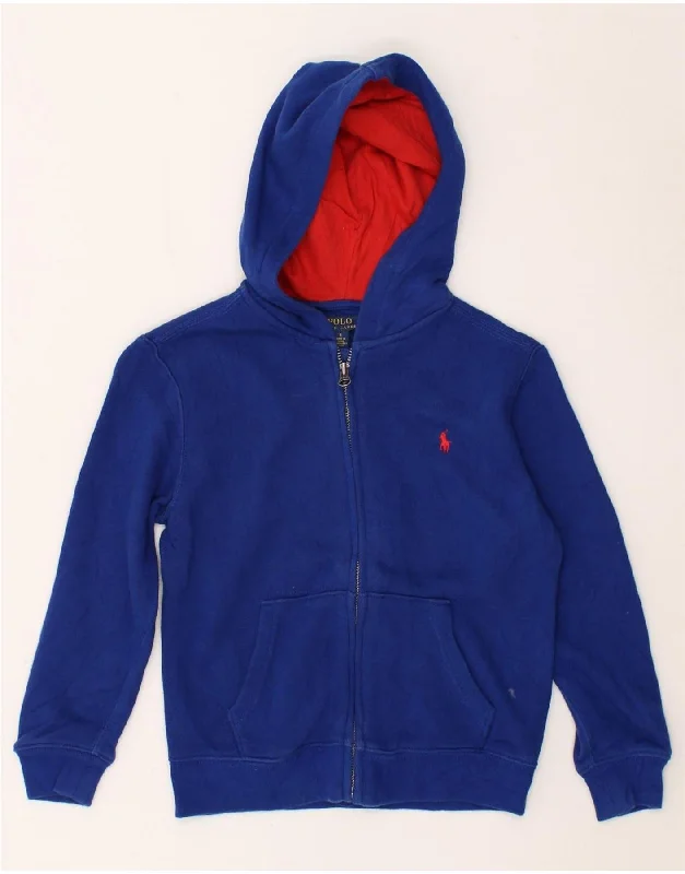 men's soft cashmere sweaters -POLO RALPH LAUREN Boys Zip Hoodie Sweater 5-6 Years Blue