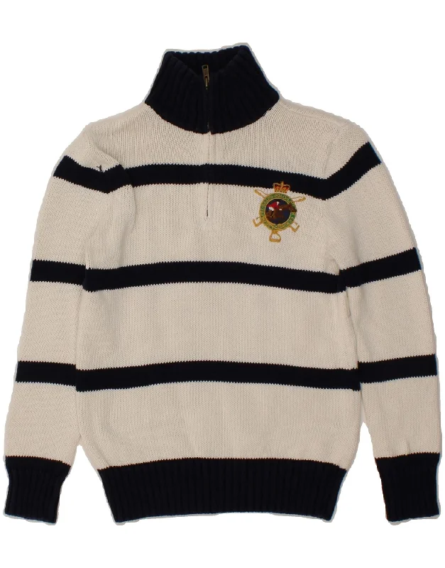 men's hooded sweaters -POLO RALPH LAUREN Boys Zip Neck Jumper Sweater 8-9 Years Small  White