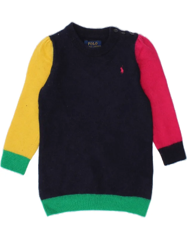 men's thick knit sweaters -POLO RALPH LAUREN Girls Boat Neck Jumper Sweater 2-3 Years Navy Blue