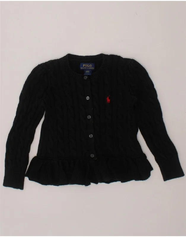 men's comfortable wool sweaters -POLO RALPH LAUREN Girls Cardigan Sweater 3-4 Years Black Cotton