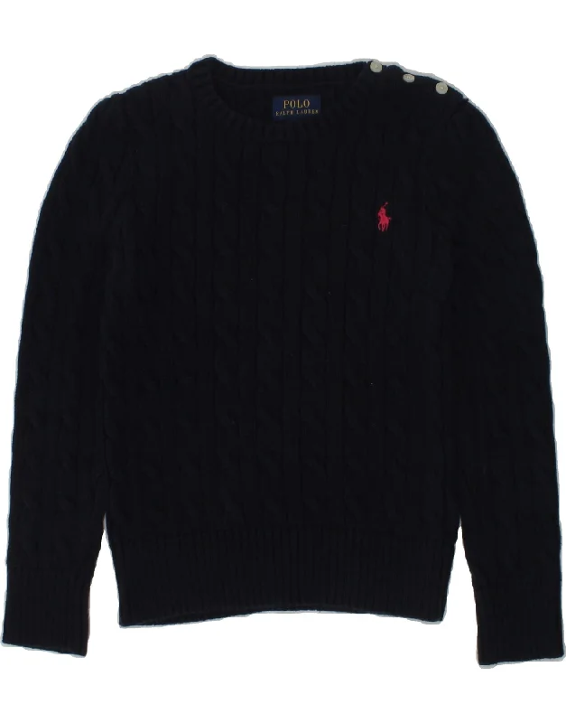 men's wool sweaters -POLO RALPH LAUREN Girls Crew Neck Jumper Sweater 5-6 Years Navy Blue