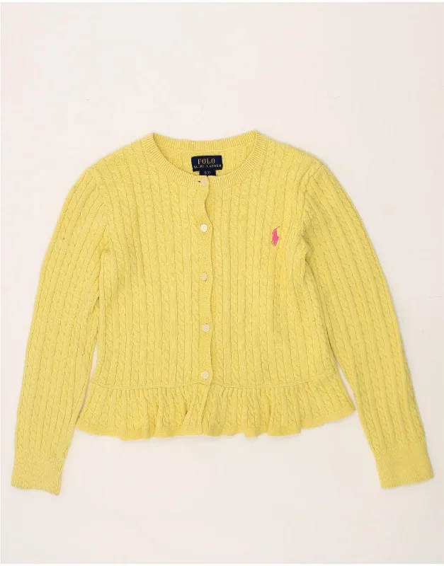 men's cashmere sweaters -POLO RALPH LAUREN Girls Crop Cardigan Sweater 6-7 Years Small Yellow