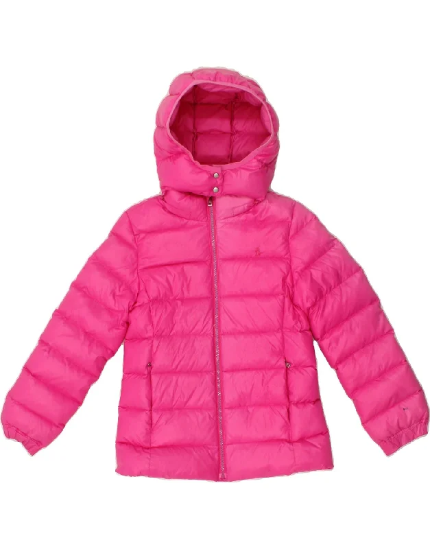 men's quilted winter jackets -POLO RALPH LAUREN Girls Hooded Padded Jacket 8-9 Years Medium Pink Nylon