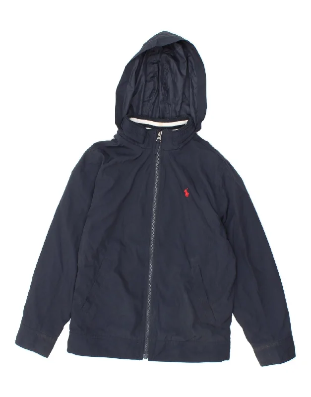 men's casual outerwear jackets -POLO RALPH LAUREN Girls Hooded Windbreaker Jacket 10-11 Years Medium Blue