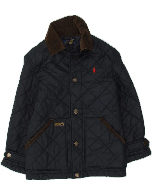 casual jackets for men -POLO RALPH LAUREN Girls Quilted Jacket 7-8 Years Small  Navy Blue Cotton