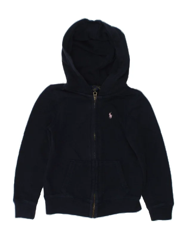 men's oversized sweaters -POLO RALPH LAUREN Girls Zip Hoodie Sweater 4-5 Years Navy Blue Cotton