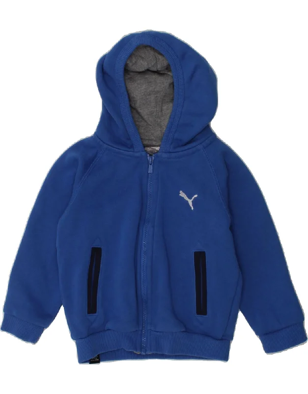 men's zip-up sweaters -PUMA Baby Boys Zip Hoodie Sweater 9-12 Months Blue Cotton