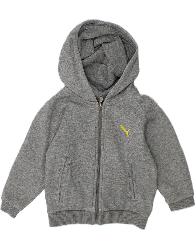 men's v-neck sweaters -PUMA Baby Boys Zip Hoodie Sweater 9-12 Months Grey Cotton