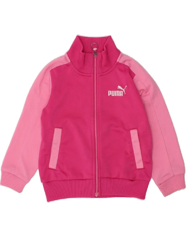 men's long trench jackets -PUMA Baby Girls Graphic Tracksuit Top Jacket 12-18 Months Pink Colourblock