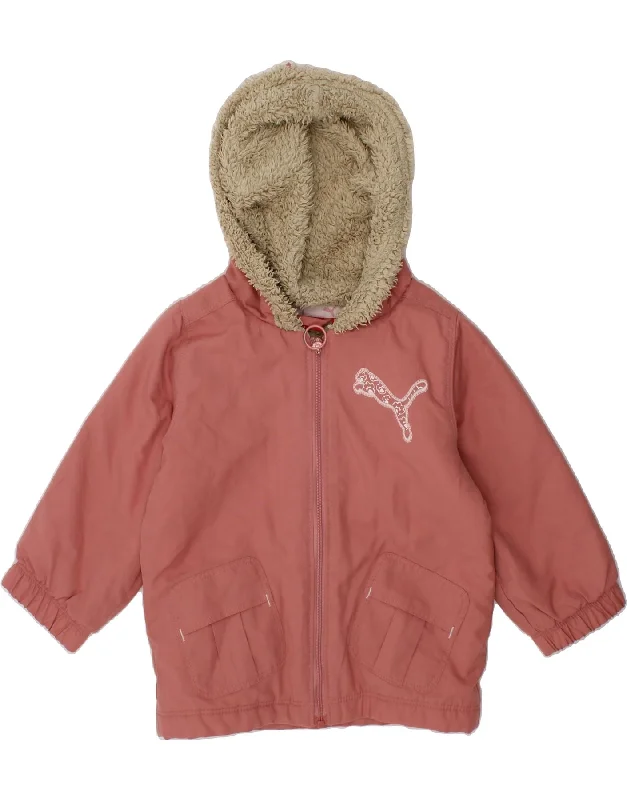 men's winter jackets -PUMA Baby Girls Hooded Windbreaker Jacket 6-9 Months Pink