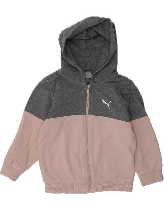 men's breathable sweaters -PUMA Baby Girls Zip Hoodie Sweater 12-18 Months Pink Colourblock Cotton