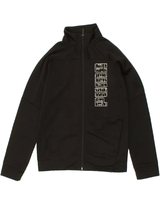 men's faux leather jackets -PUMA Boys Graphic Tracksuit Top Jacket 11-12 Years Black Polyester