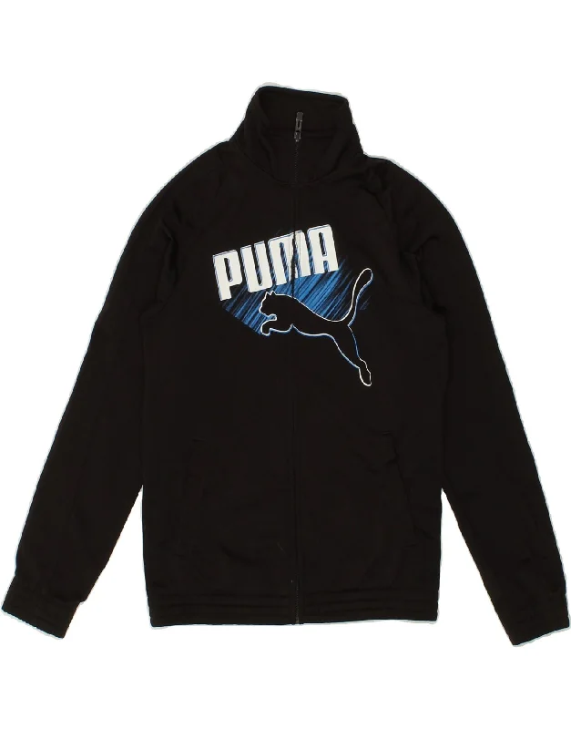 men's custom jackets -PUMA Boys Graphic Tracksuit Top Jacket 11-12 Years Black