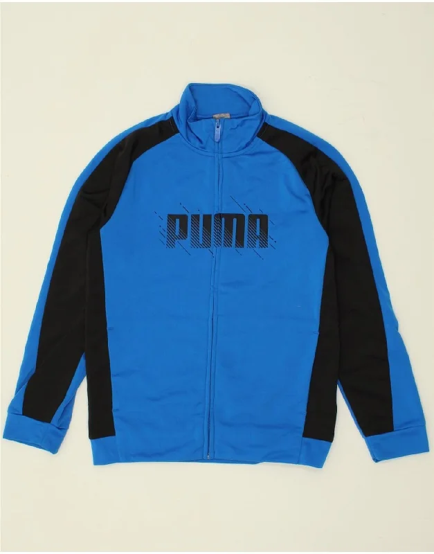 men's classic bomber jackets -PUMA Boys Graphic Tracksuit Top Jacket 11-12 Years Blue Colourblock