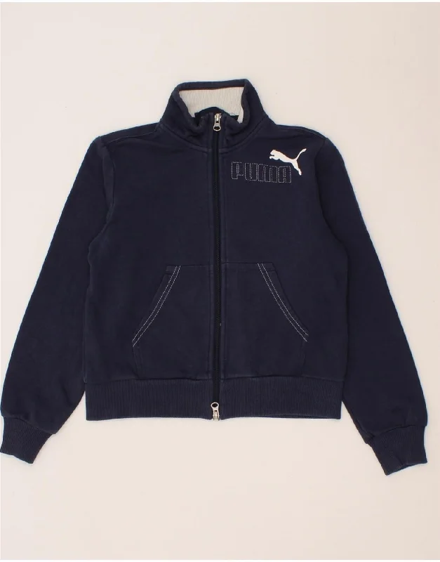 men's heavy-duty jackets -PUMA Boys Graphic Tracksuit Top Jacket 11-12 Years Large  Navy Blue Cotton