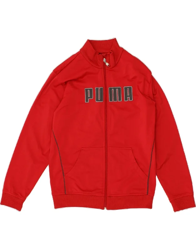 men's varsity jackets -PUMA Boys Graphic Tracksuit Top Jacket 11-12 Years Large Red