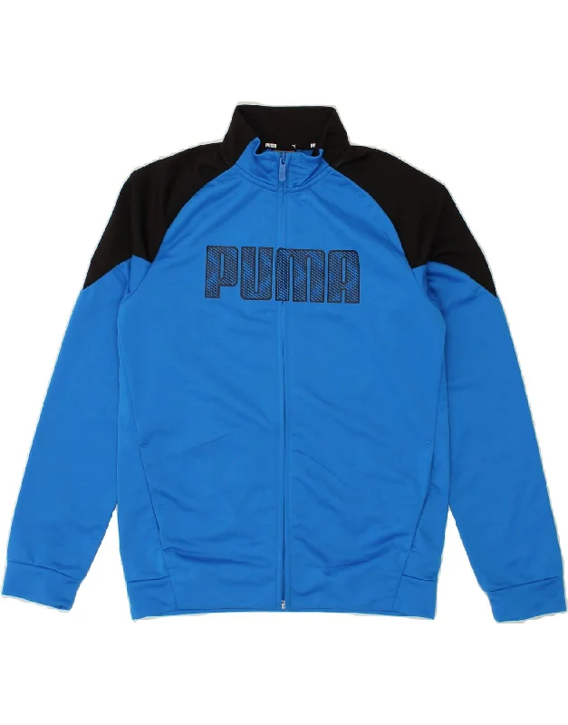 men's heavy-duty jackets -PUMA Boys Graphic Tracksuit Top Jacket 13-14 Years Blue Colourblock