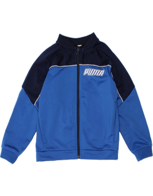 men's outdoor adventure jackets -PUMA Boys Graphic Tracksuit Top Jacket 3-4 Years Blue Colourblock