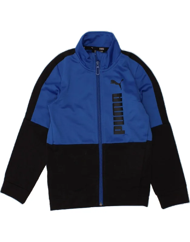 men's stylish puffer jackets -PUMA Boys Graphic Tracksuit Top Jacket 5-6 Years Blue Colourblock