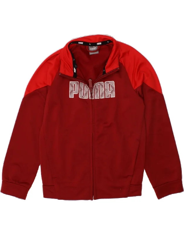 men's long trench jackets -PUMA Boys Graphic Tracksuit Top Jacket 5-6 Years Red Colourblock Polyester