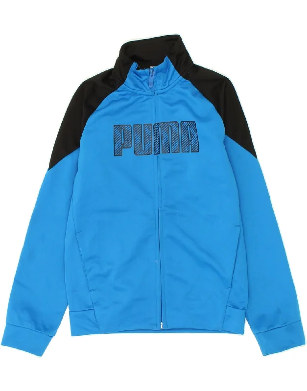 men's formal jackets -PUMA Boys Graphic Tracksuit Top Jacket 9-10 Years Blue Colourblock