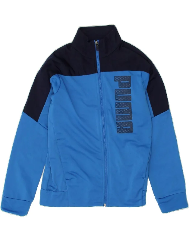 casual jackets for men -PUMA Boys Graphic Tracksuit Top Jacket 9-10 Years Blue Colourblock