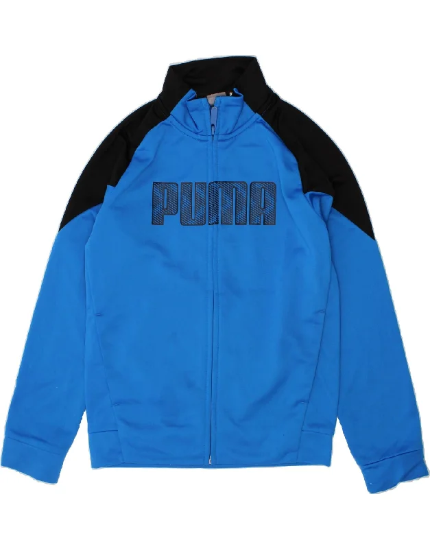 men's sports jackets -PUMA Boys Graphic Tracksuit Top Jacket 9-10 Years Blue Colourblock