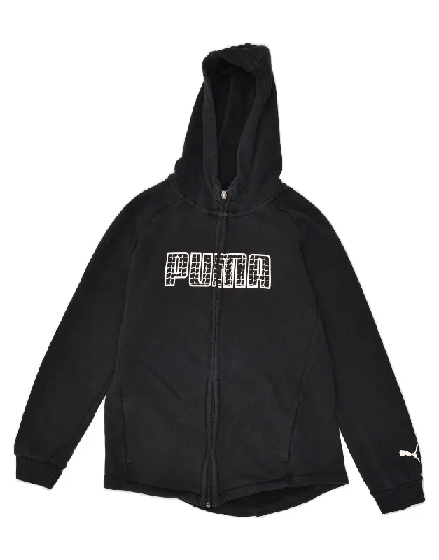 men's premium wool sweaters -PUMA Boys Graphic Zip Hoodie Sweater 11-12 Years Black