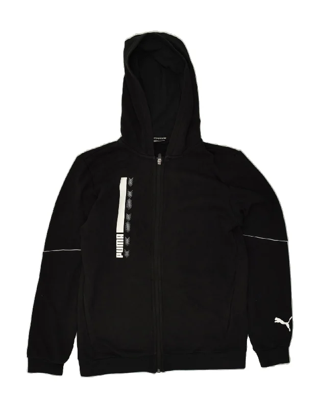 men's lightweight sweaters -PUMA Boys Graphic Zip Hoodie Sweater 15-16 Years  Black Cotton