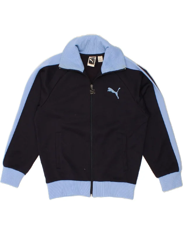 men's zip jackets for hiking -PUMA Boys Tracksuit Top Jacket 11-12 Years  Navy Blue Colourblock