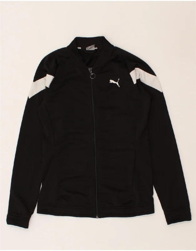 men's zip-up fleece jackets -PUMA Boys Tracksuit Top Jacket 13-14 Years Black Colourblock Polyester