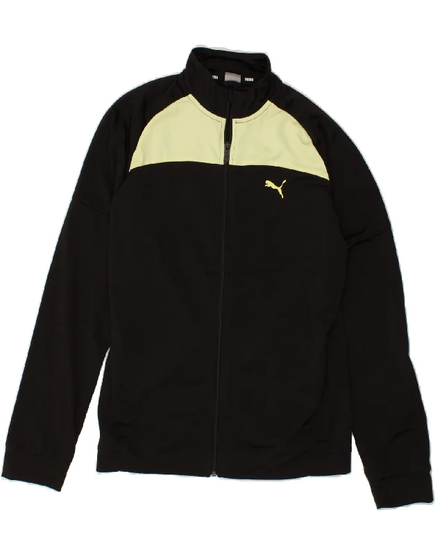 men's chic winter jackets -PUMA Boys Tracksuit Top Jacket 15-16 Years Black Colourblock Polyester